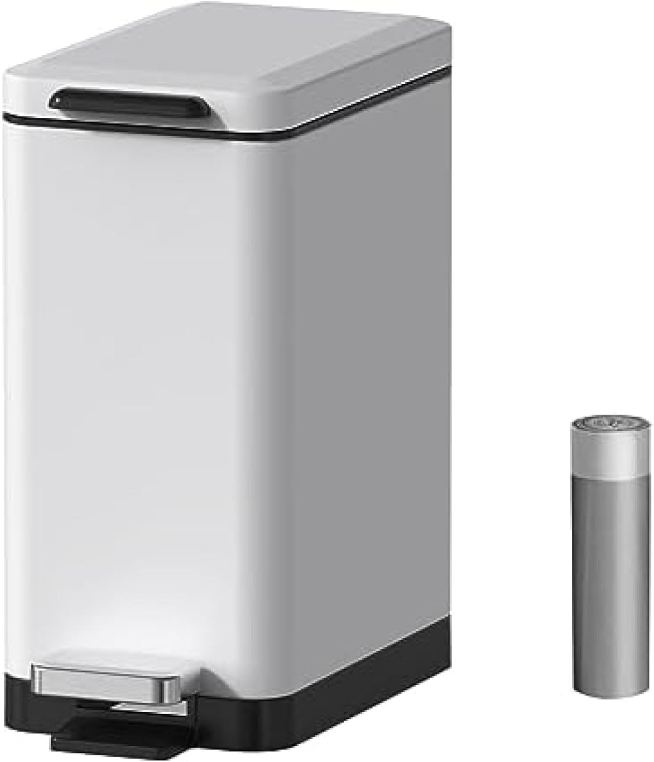 ゴミ箱 おしゃれ スリム ペダル式 ごみ箱 ステンレス 10リットル バスルーム ゴミ箱 消臭 ダストボックス 生ゴミ ゴミ箱 インナーバケット付き 室内 リビング 密閉 オフィス 音無し グレイ キ