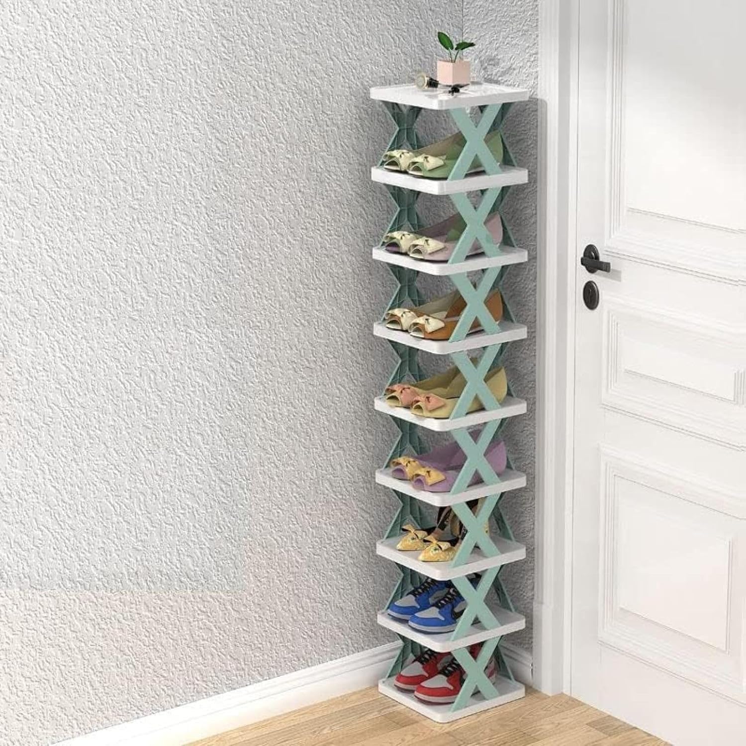 9段のシューズラック、シューズラック 靴収納 下駄箱 靴棚 靴ラック 玄関収納 靴入れ 省スペース おし..