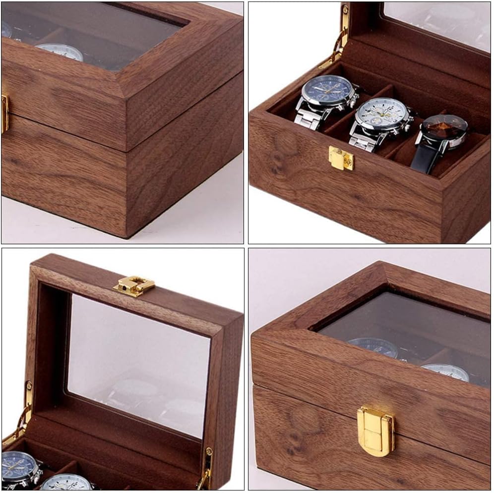 時計ケース 腕時計 ケース 木製 腕時計収納ボックス 高級ウォッチボックス 展示 透明窓 コレクションケース ウォッチ プレゼント (3本収納)