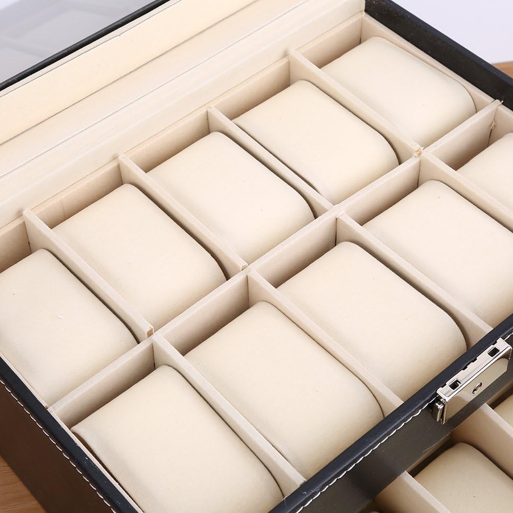 腕時計収納ケース コレクションケース 20本用 PUレザー 鍵付き 引き出し 2段収納 腕時計ボックス 時計収納ボックス 時計 ジュエリーボックス ウォッチボックス ウォッチ 収納 小物ケース