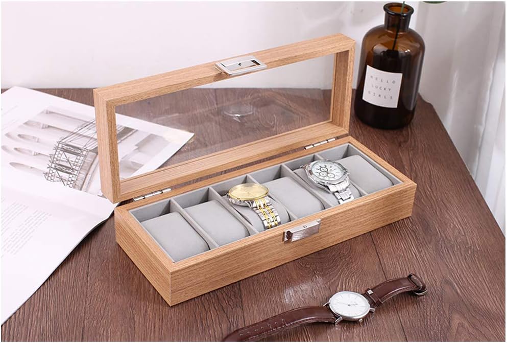 木製 腕時計収納 ボックス 6本用 コレクション ケース ディスプレイ ピアノラッカー手表盒 中