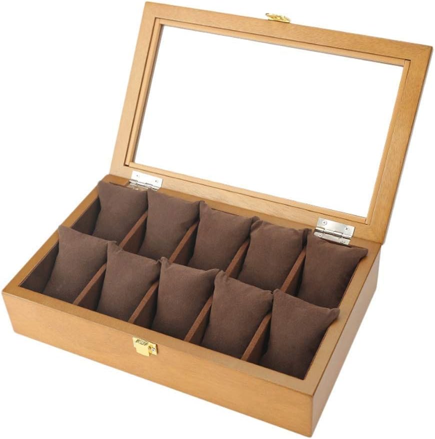 腕時計ボックス - ヴィンテージ木製腕時計ディスプレイ収納ケースチェスト、ガラストップ付き、腕時計1..