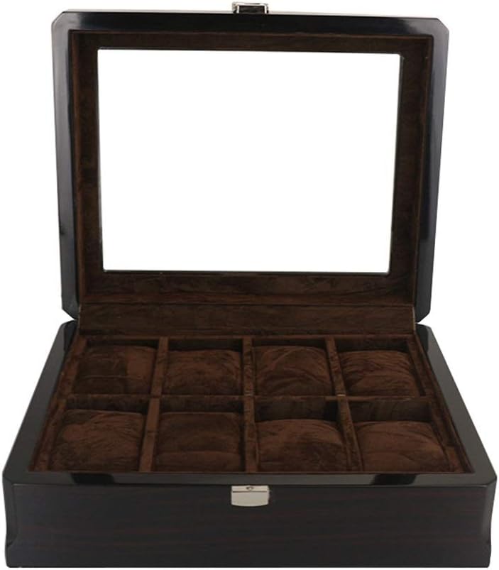 腕時計収納ボックス 透明窓木製ウォッチボックス8ジュエリーボックスウォッチボックス塗りの木製箱の表示ボックス 腕時計収納ケース アクセサリー (色 : Black Size : S)