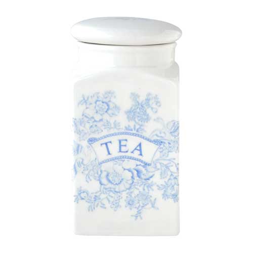 バーレイ 英国食器　Burleigh　ブルーアジアティックフェザンツ スクエアキャニスター TEA　イギリス/陶器/おしゃれ/保存容器/紅茶/ティー