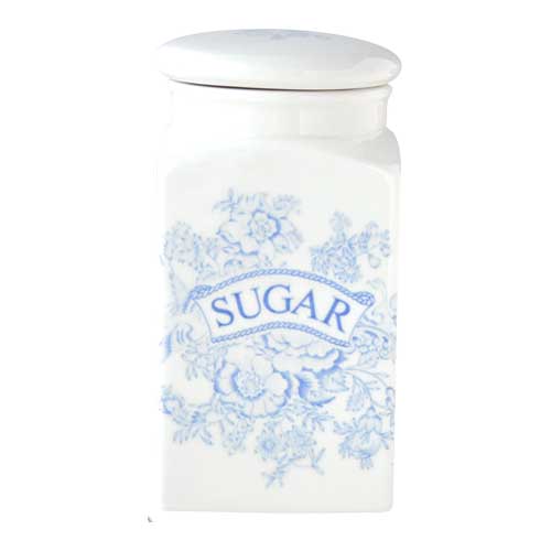 バーレイ 英国食器　Burleigh　ブルーアジアティックフェザンツ スクエアキャニスター SUGER　イギリス/陶器/おしゃれ/保存容器/紅茶/シュガー/砂糖