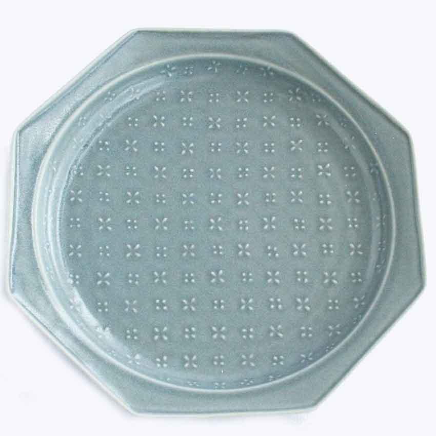 すえひろ八角花皿　グレー　大　2枚セット　日本製/和食器/縁起/美濃焼