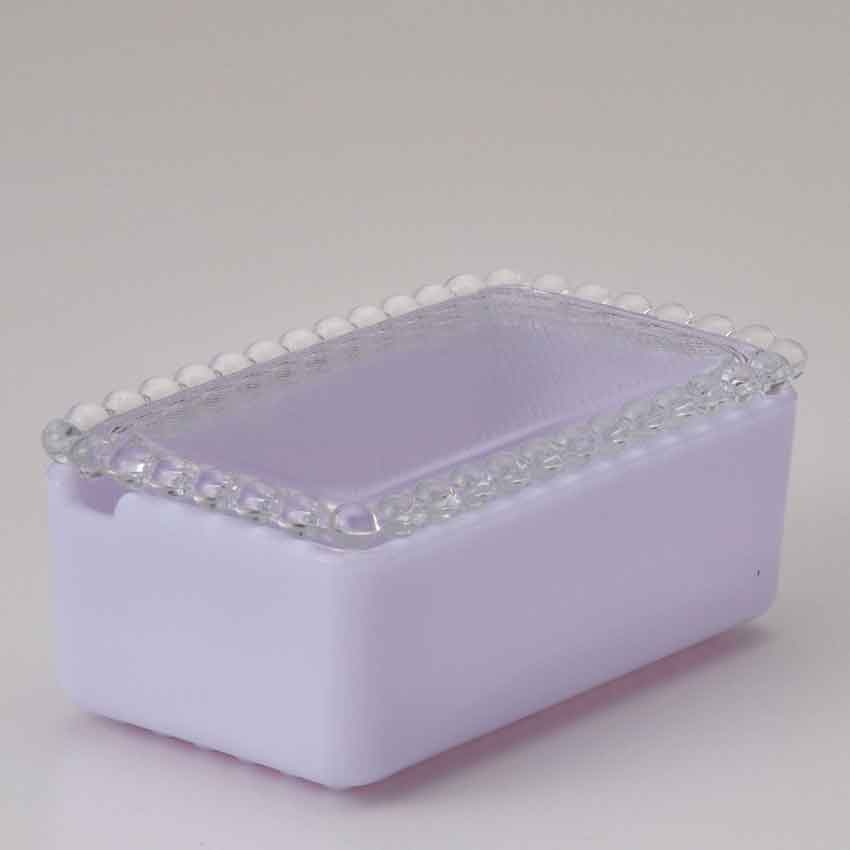 松ヶ岡ガラス 【 MILK GLASS シリーズ 】ラベンダーバターケース　/日本製 ハンドメイドガラス 小物ケ..