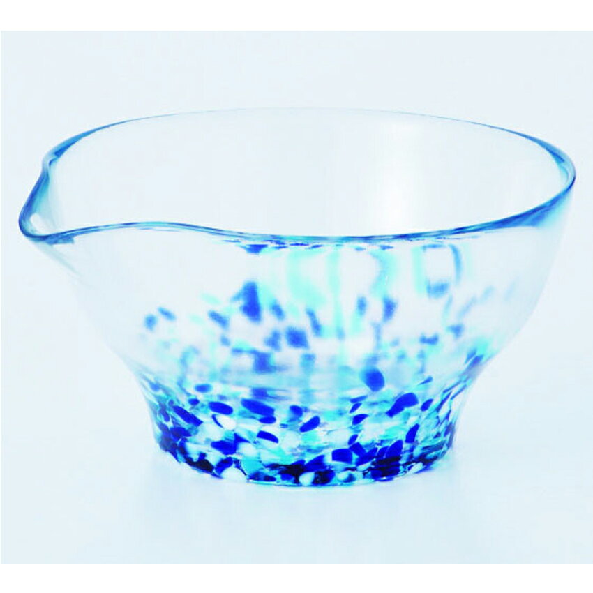Rakuten - 松ヶ岡ガラス【 虹のスキャットシリーズ 】うみ　片口抹茶碗（うみ）単品　380cc　/日本製 ハンドメイドガラス 虹 こだわり