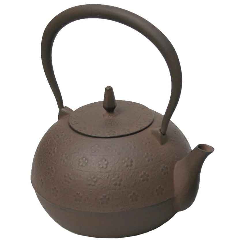 南部鉄器 池永鉄工　梔子 さくら文様 IH対応 鉄瓶 1L/茶　南部鉄瓶 鉄瓶 日本製 急須 カラーポット おしゃれ 鉄分補給 鉄分 茶道具 IH 梔子 桜のサムネイル