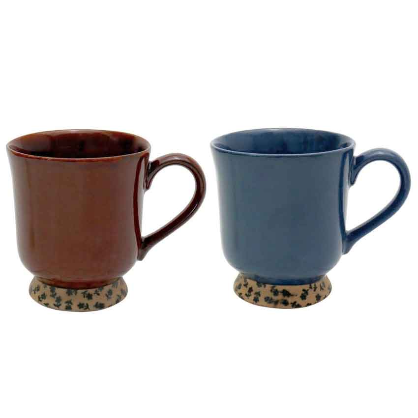 美濃焼　森川　小花大眞高台マグマグカップ（ペア）280cc　///マグ/ギフト/レトロ/花/和夫婦湯呑