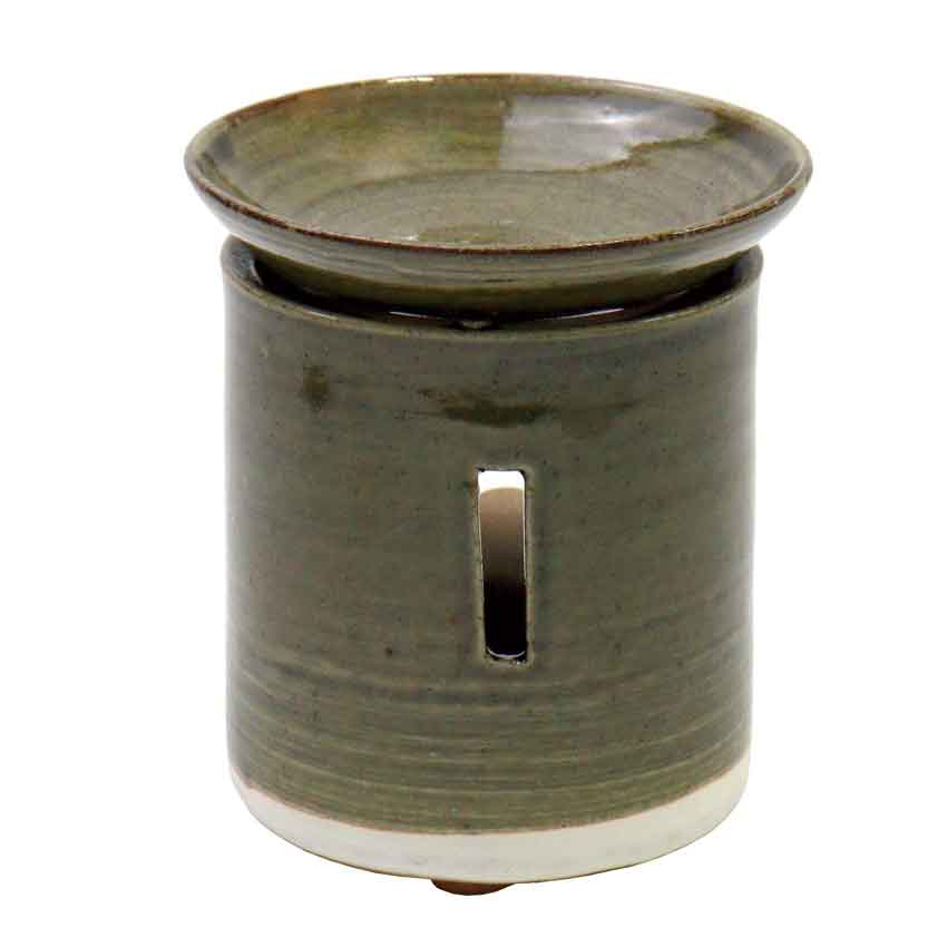 常滑焼作家　山田作　緑釉切立　茶香炉　/伝統工芸 消臭 キャンドルセラピー お香
