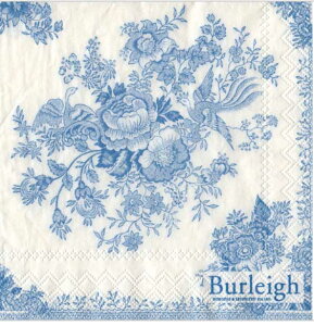 バーレイ 英国食器　Burleigh　アジアティックフェザンツ柄 ぺーパーナプキンスクエア 色：ブルー　デコパージュ/かわいい/花柄