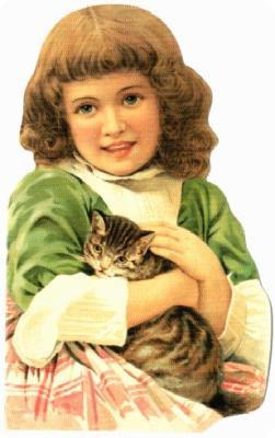 輸入メッセージカード Girl Holding Kitten (アメリカ製)