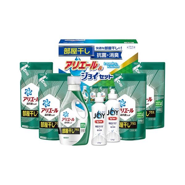 おすすめ・人気の商品■商品内容雨の日でも気持ちよく家事を。 本格消臭で部屋干しに最適なアリエールとダブル除菌のジョイが入ったランドリー&キッチンセット。■商品スペック■メーカー型番 :HAJ-40■ 内容 :P&Gアリエールジェル部屋干しプラス(約690g)×1、P&Gアリエールジェル部屋干しプラス詰め替え(約430g)×4、P&G除菌ジョイ(約170ml)×2■ 原産国 :日本■ 箱の種類 :化粧箱■ 箱サイズ:約142×325×280mm(入)■ 箱入重量 : 約3.3kg■送料・配送についての注意事項●本商品の出荷目安は【4 - 6営業日　※土日・祝除く】となります。●お取り寄せ商品のため、稀にご注文入れ違い等により欠品・遅延となる場合がございます。●本商品は仕入元より配送となるため、沖縄・離島への配送はできません。[ 22437905 ]