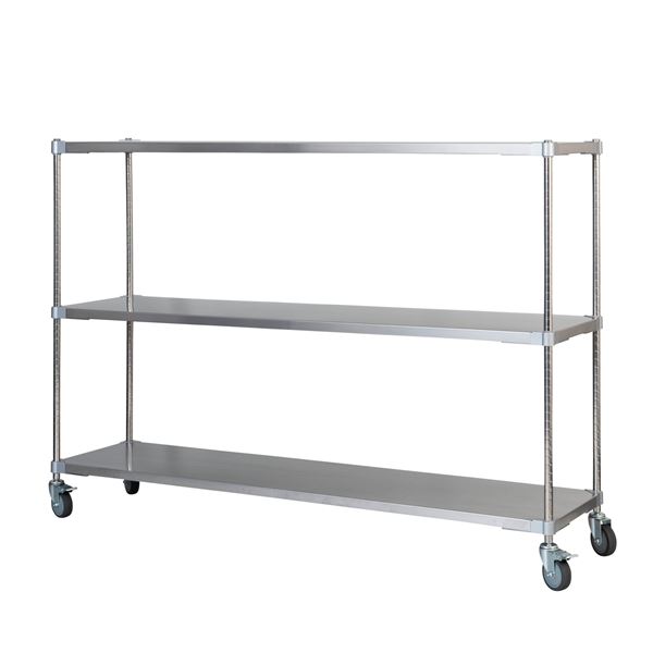 【おすすめ・人気】ステンレス シェルフ ワゴン 46×180cm H120cm 3段 キャスター付き 日本製 耐錆 耐薬..