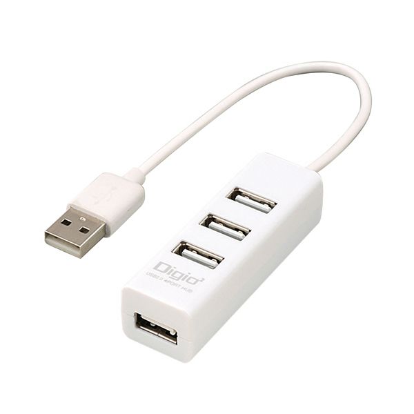 【おすすめ・人気】ナカバヤシ USB2.0ハブ 4ポート 15cm ホワイト UH-2604W 1個|安い 激安 格安