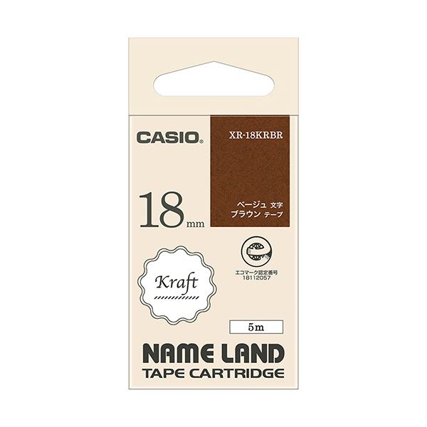 【おすすめ・人気】(まとめ) カシオ NAME LANDクラフトテープ 18mm×5m ブラウン/ベージュ文字 XR-18KRBR 1個 【×3セット】|安い 激安 格安