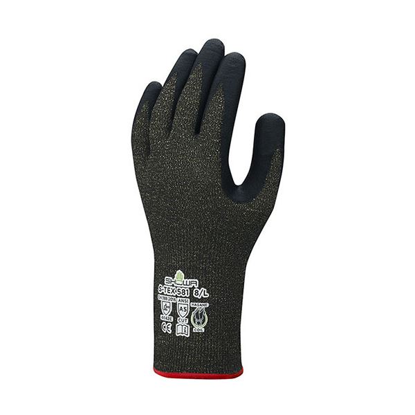 【送料無料】(まとめ) ショーワグローブ 耐切創背抜き手袋S-TEX 581 S ブラック S-TEX 581-S 1双[×3セット]　おすすめ 人気 安い 激安 格安 おしゃれ 誕生日 プレゼント ギフト 引越し 新生活 ホワイトデー