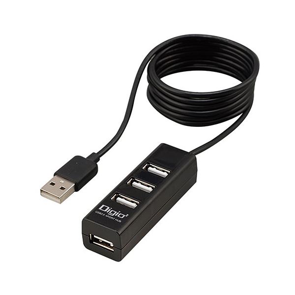 【おすすめ・人気】【3セット】 ナカバヤシ USB2.0 4ポートハブ 120cm ブラック UH-2614BKX3|安い 激安 格安