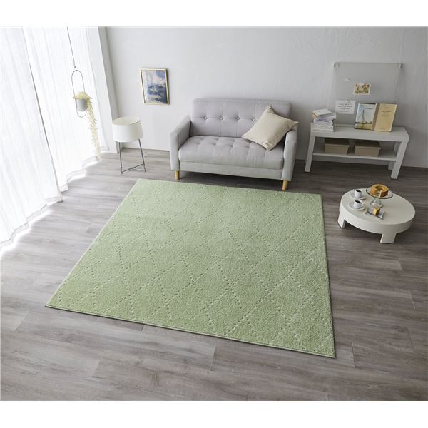 【送料無料】スミノエ 洗える ラグ ポント 約幅185×長さ185cm グリーン 日本製　おすすめ 人気 安い 激安 格安 おしゃれ 誕生日 プレゼント ギフト 引越し 新生活 ホワイトデー