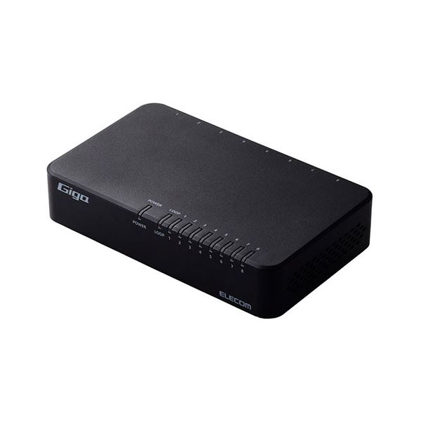 【おすすめ・人気】エレコム Giga対応8ポートスイッチ(プラ筐体/ACアダプター) 水平/壁掛け EHC-G08PA4-B|安い 激安 格安