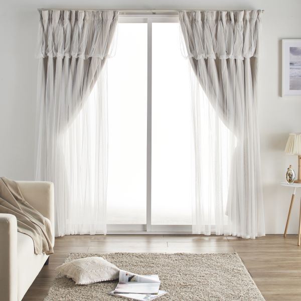 【おすすめ・人気】遮光 カーテン 約幅100×丈200cm×2枚セット ベージュ 2級遮光 洗える ドレープ レース 一体型 姫系 レイヤードカーテン|安い 激安 格安