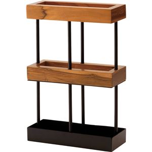 【おすすめ・人気】傘立て アンブレラスタンド 約幅27×奥行10×高さ40cm ナチュラル 天然木 チーク スチ..