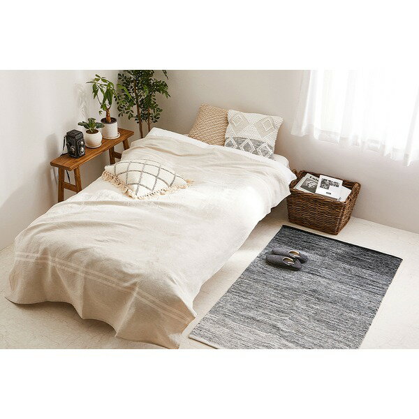 【おすすめ・人気】リネン混のカバーリング バッグ付き リューココリーネ 約150×210cm ベージュ【代引..