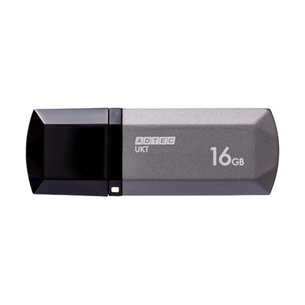 【送料無料】(まとめ) アドテック USB2.0キャップ式フラッシュメモリ 16GB ミッドナイトシルバー AD-UKTMS16G-U2R 1個[×10セット]　お..
