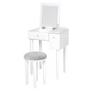 【送料無料】ドレッサー&スツールセット ホワイト 約幅53×奥行40×高さ104〜106.5/68.5cm 脚部のみ組立品 おすすめ 人気 安い 激安 格安 お...
