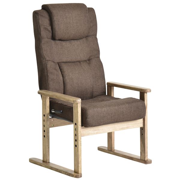 【おすすめ・人気】高座椅子 リクライニングチェア 幅58cm 7段階リクライニング 肘付き ファブリック 1人用 ダークブラウン DBR 組立品【代引不可】|安い 激安 格安