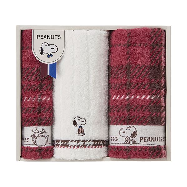 【おすすめ・人気】スヌーピー チェック フェイスタオル2P&ウォッシュタオル フェイスタオル34×80cm、ウォッシュタオル34×35cm C6078594|安い 激安 格安