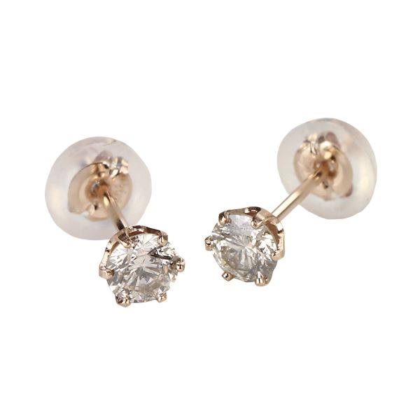 【おすすめ・人気】ダイヤモンドピアス 一粒 K18 ピンクゴールド 合計0.3ct ピアス シンプル スタッド シリコンダブルロックキャッチ|安い 激安 格安