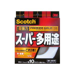 おすすめ・人気の商品■サイズ・色違い・関連商品関連商品の検索結果一覧はこちら■商品内容木・金属から、つきにくいプラスチックや軟質塩ビにも強力接着。●室内・屋外用。■商品スペック種類：屋内・屋外用、スーパー多用途寸法：幅10mm×長さ10m厚さ：1.1mm粘着力：32N/cm材質：基材:アクリルフォーム、粘着剤:特殊アクリル系■送料・配送についての注意事項●本商品の出荷目安は【1 - 5営業日　※土日・祝除く】となります。●お取り寄せ商品のため、稀にご注文入れ違い等により欠品・遅延となる場合がございます。●本商品は仕入元より配送となるため、沖縄・離島への配送はできません。[ PPS-10 ]