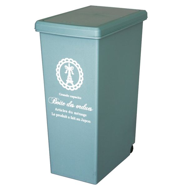 【送料無料】スライドペール/ふた付きゴミ箱[45L ブルー] キャスター・引手・ポリ袋留め付き ダストボックス 日本製 おすすめ 人気 安い 激安 格安 おしゃれ 誕生日 プレゼント ギフト 引越し 新生活 ホワイトデー