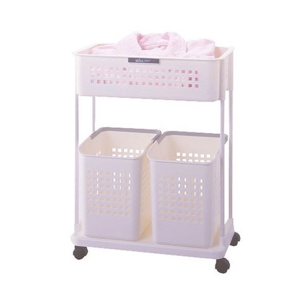 【おすすめ・人気】洗濯かご ランドリーバスケット 約幅55cm 2段 キャスター付きウイルランドリーWタイプ ランドリーワゴン 洗面所収納|安い 激安 格安