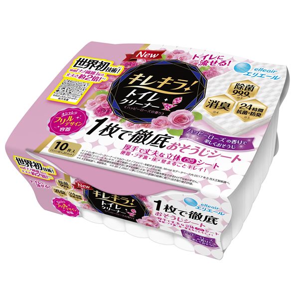 【おすすめ・人気】(まとめ) 大王製紙 エリエールキレキラ！トイレクリーナー 1枚で徹底おそうじシート本体 10枚 ハッピーローズ[×5点セット]　安い 激安 格安 おしゃれ 誕生日 プレゼント ギフト 引越し 新生活 ホワイトデー