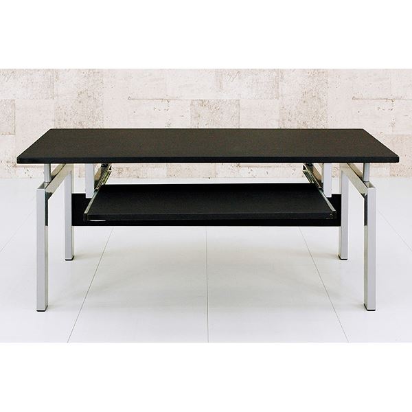 【おすすめ・人気】ロータイプPCデスク/パソコンデスク 【幅90cm】 ブラック(黒) スチールパイプ脚 ス..