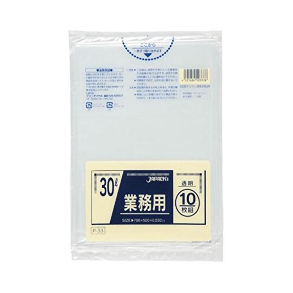 【おすすめ・人気】業務用30L 10枚入03LLD透明 P33 【（60袋×5ケース）合計300袋セット】 38-340|安い 激安 格安