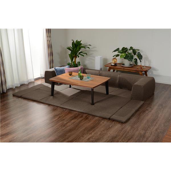 【おすすめ・人気】フロアソファー 【折りたたみフロアマット付き Lサイズ ブラウン】 約幅250cm 洗えるカバー付き 日本製 〔リビング〕【代引不可】|安い 激安 格安