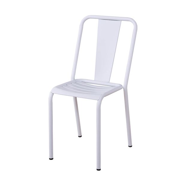 【おすすめ・人気】スチールチェア/スタッキングチェア 【ホワイト】 座面高44cm スチールフレーム 〔..