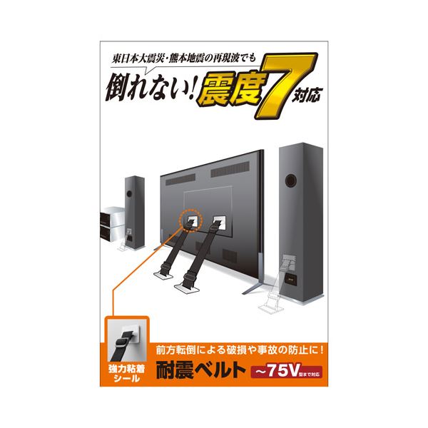 【送料無料】エレコム TV用耐震ベルト/〜75V用/強力粘着シールタイプ/2本入 TS-002N2 おすすめ 人気 安い 激安 格安 おしゃれ 誕生日 プレゼン...