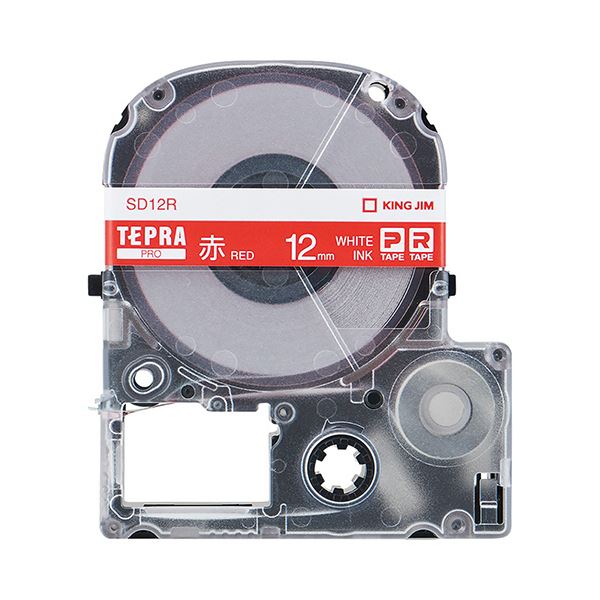 【おすすめ・人気】(まとめ) キングジム テプラ PRO テープカートリッジ ビビッド 12mm 赤/白文字 SD12R 1個 【×5セット】|安い 激安 格安