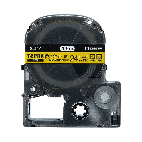 【おすすめ・人気】(まとめ) キングジム テプラ PRO テープカートリッジ マグネットテープ 24mm 黄／黒文字 SJ24Y 1個 【×10セット】|安い 激安 格安