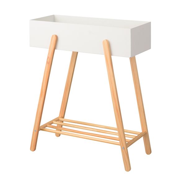 【おすすめ・人気】プランタースタンド フラワースタンド 幅60.5cm ホワイト 大容量 木製 スチール 棚付き 組立品 リビング インテリア家具|安い 激安 格安