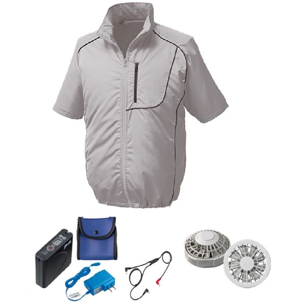 【おすすめ・人気】KU91720 空調服 R ポリエステル製 半袖 FAN2200G・RD9261・LISUPER1セット シルバー..