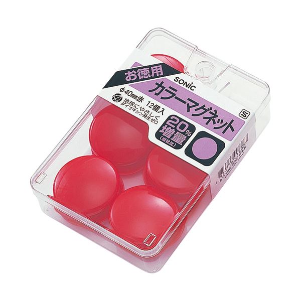 【おすすめ・人気】(まとめ) ソニック カラーマグネット 直径40mm 赤 AT-142 1ケース(12個) 【×30セット】|安い 激安 格安