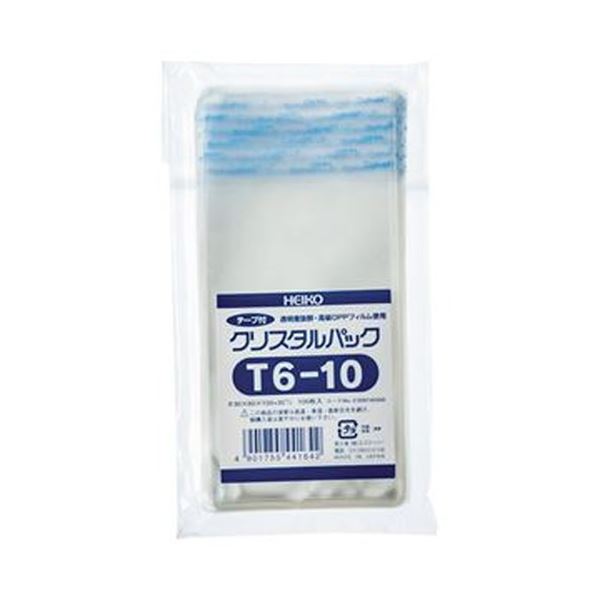 【送料無料】(まとめ) HEIKO クリスタルパックT(テープ付) T-6-10 0.03×60×100+30mm #6740300 1パック(100枚) [×...