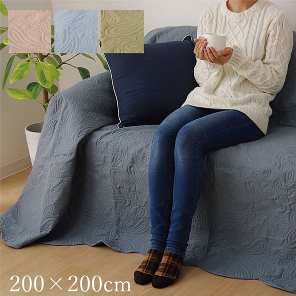 【おすすめ・人気】マルチカバー/ソファーカバー 【約200×200cm ペイズリー柄 ベージュ】 コンパクト ..