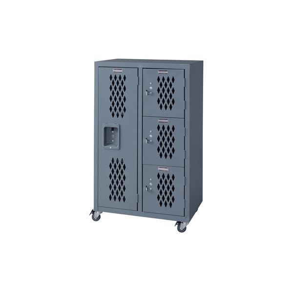 【おすすめ・人気】収納棚 リビング収納 幅58cm Lサイズ グレー キャスター付 ロック スチール チェス..